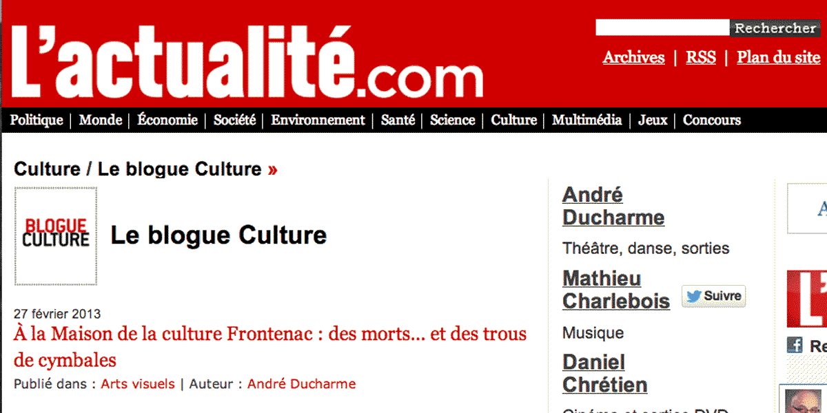 Blogue culture de l'actualité